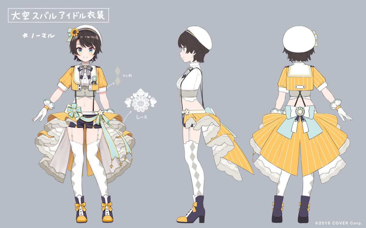新アイドル衣装の三面図です！ 思い入れのある2Dのアイドル衣装を元に