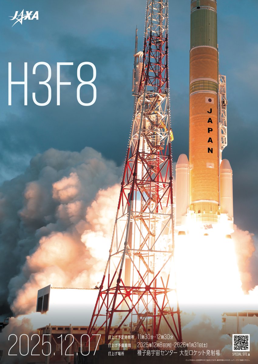 ⋱ 📢H3ロケット8号機 打上げまであと6日🌟 ⋰ 12/7(日)打上げ予定の8