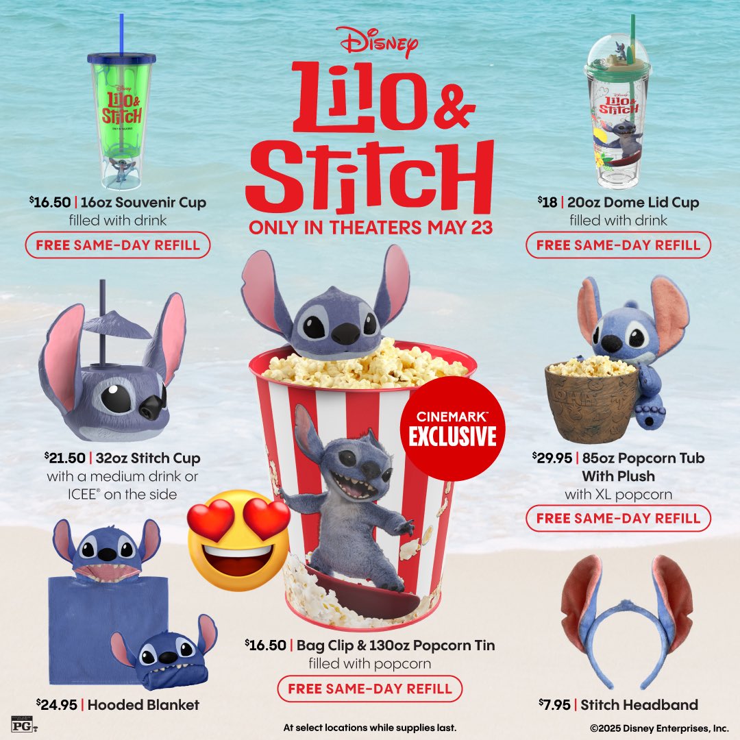 実写版 #リロアンドスティッチ ポップコーンバケットとドリンクカップ