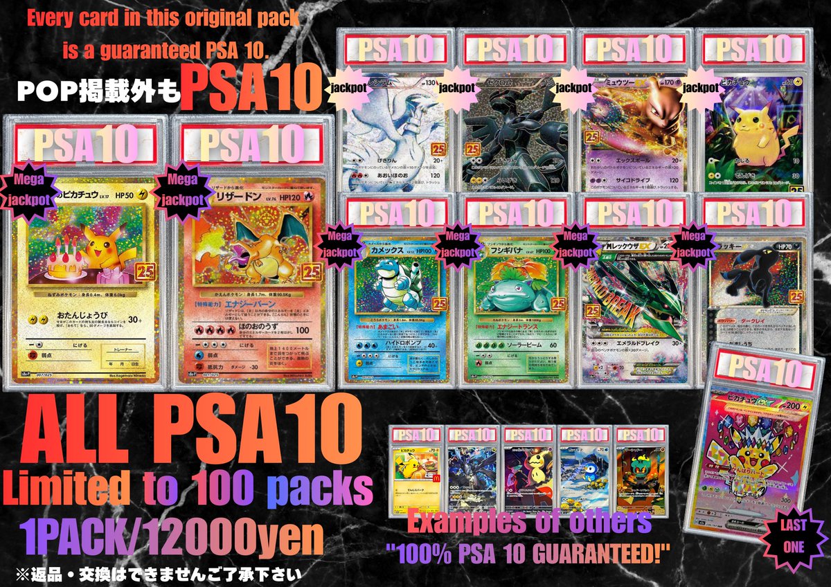 💥📣【只今より、販売開始‼️】💥📣 ALL PSA10 12000円 100PACK 今回の