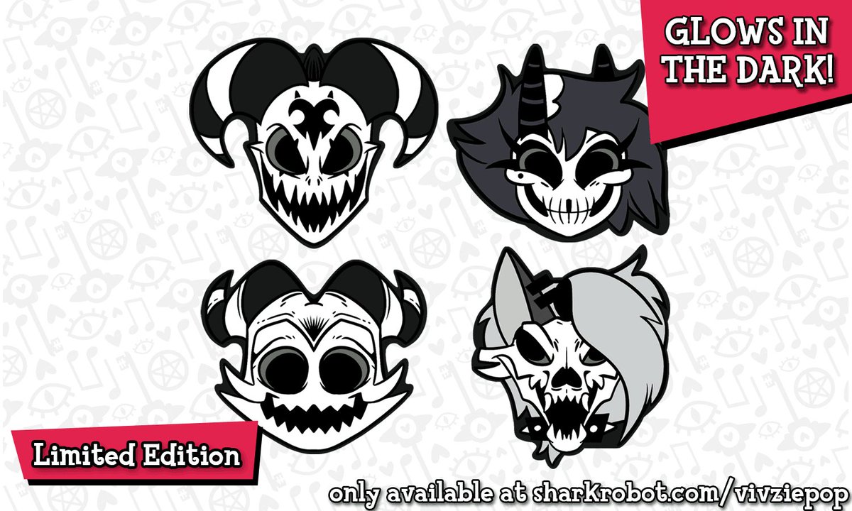 NEW ENAMEL PIN SET! Skull IMP Squad by @Jaimonster. Pins GLOW IN
