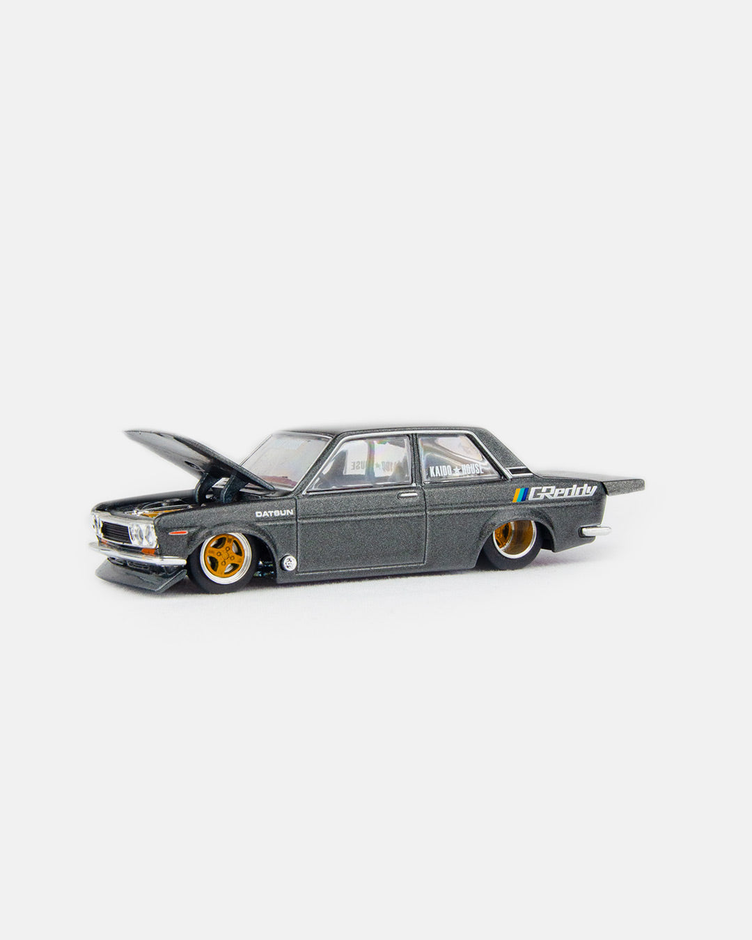 Kaido House x Mini GT 1:64 Datsun 510 Pro Street GREDDY Gunmetal