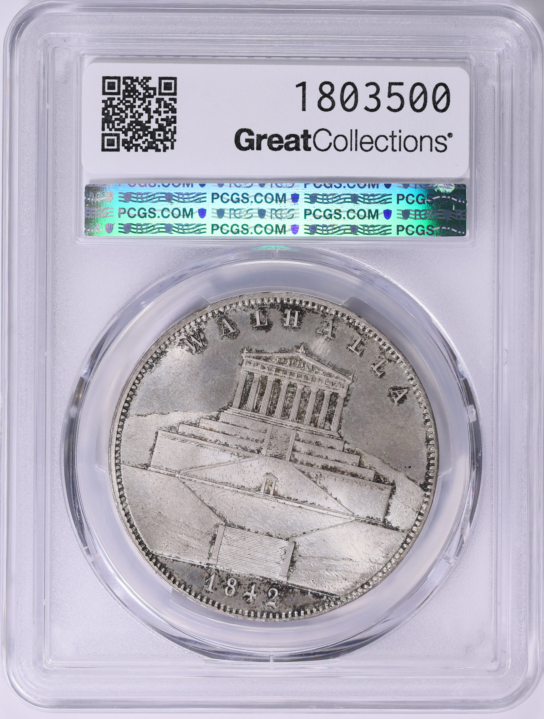 Germany 1842 Silver 2 Thaler (3 1/2 Gulden) Walhalla KM-811 PCGS