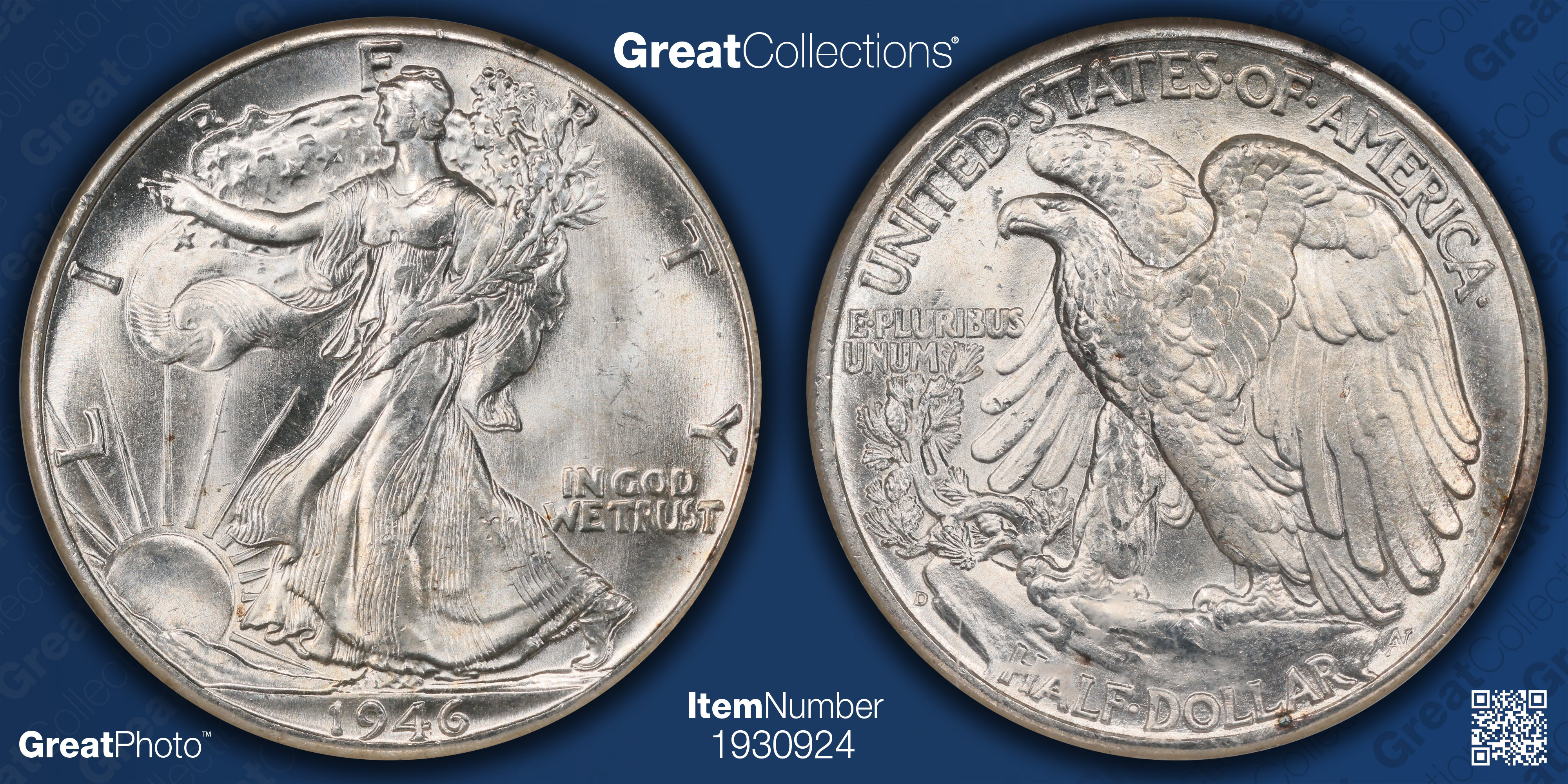 1946-D Walking Liberty Half Dollar NGC MS-65 (Nevada Silver