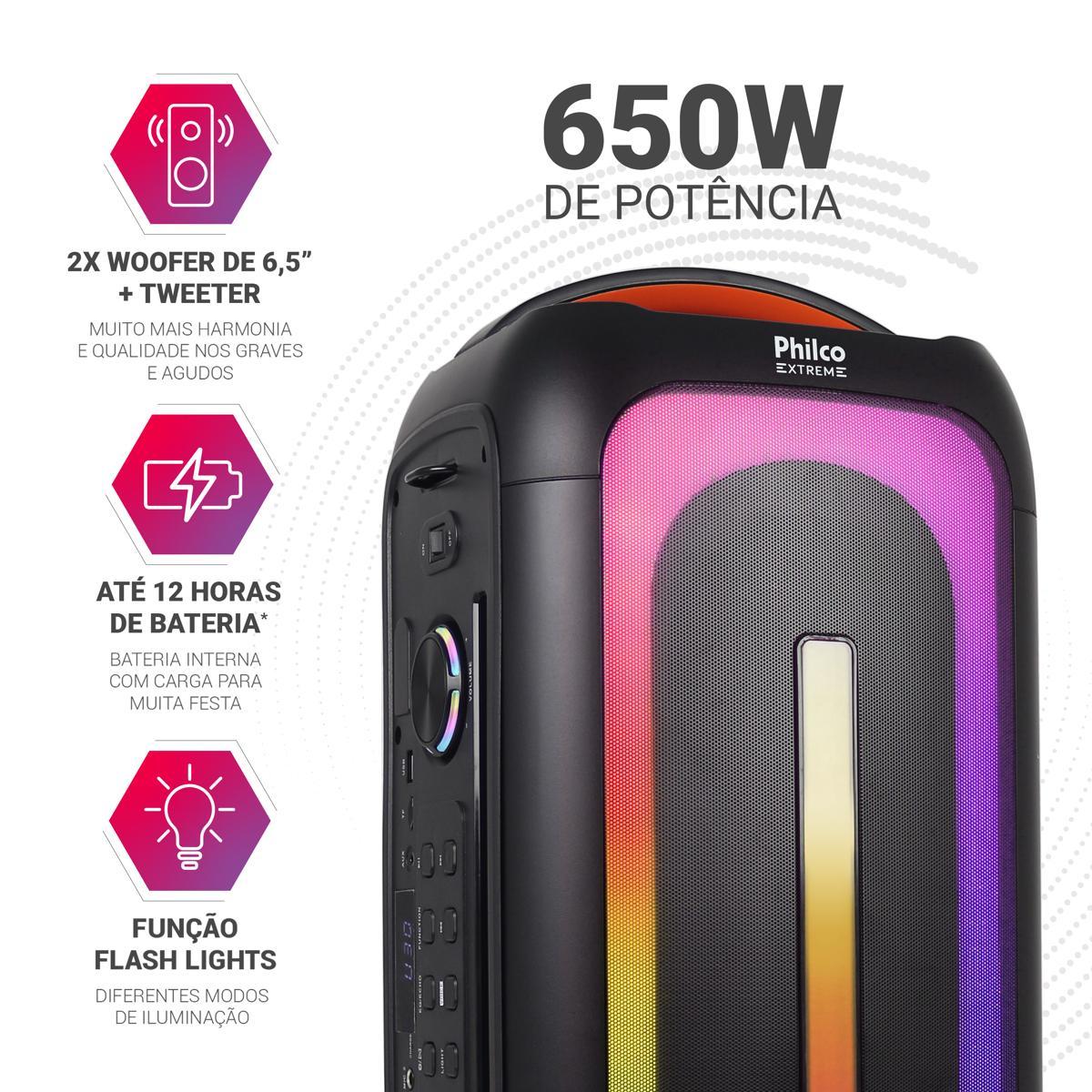 Caixa de Som Philco Extreme 650W Bluetooth 5.3 PCX6701 - Loja