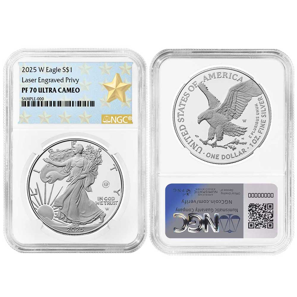 2025-W Proof $1 American Silver Eagle Laser Beam Privy - Pinehurst