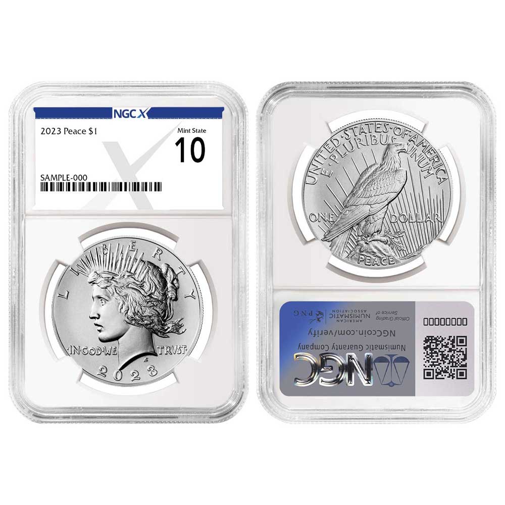 2023 $1 Peace Silver Dollar NGCX MS10 X Label - Pinehurst Coins
