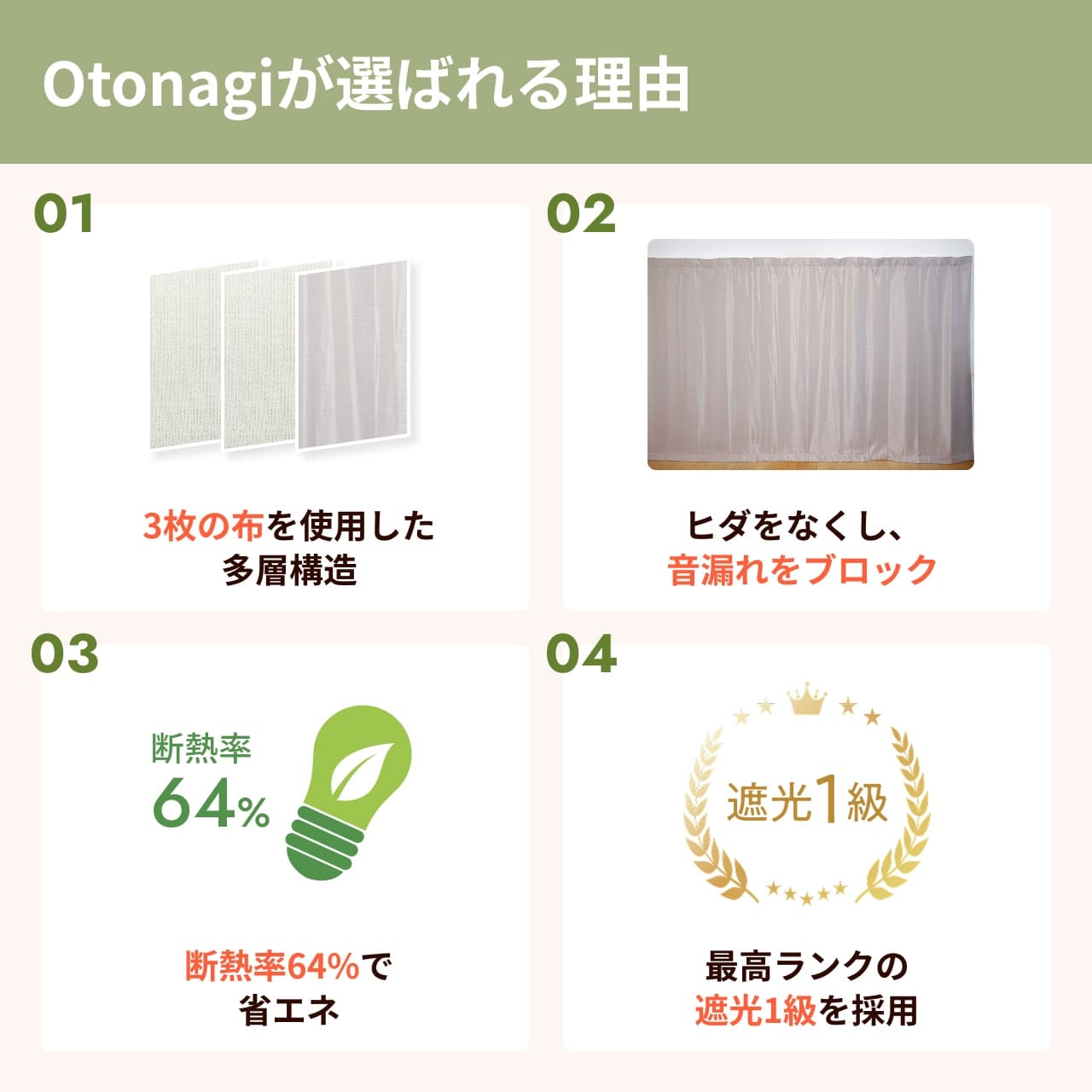 防音カーテン Otonagi (旧コーズプレミア) サイズオーダー：幅191