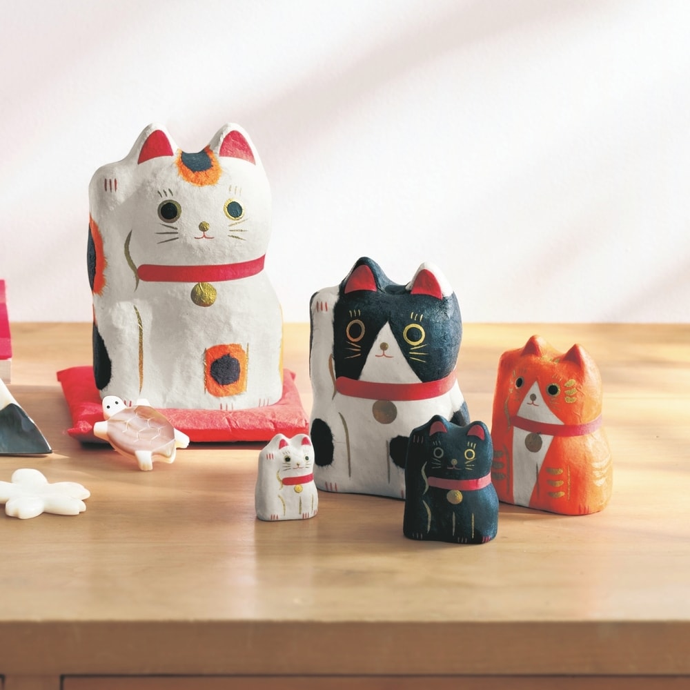 陶器製 猫とねずみの置物9個＋おまけ1個 ベルメゾン 陶器製 猫と