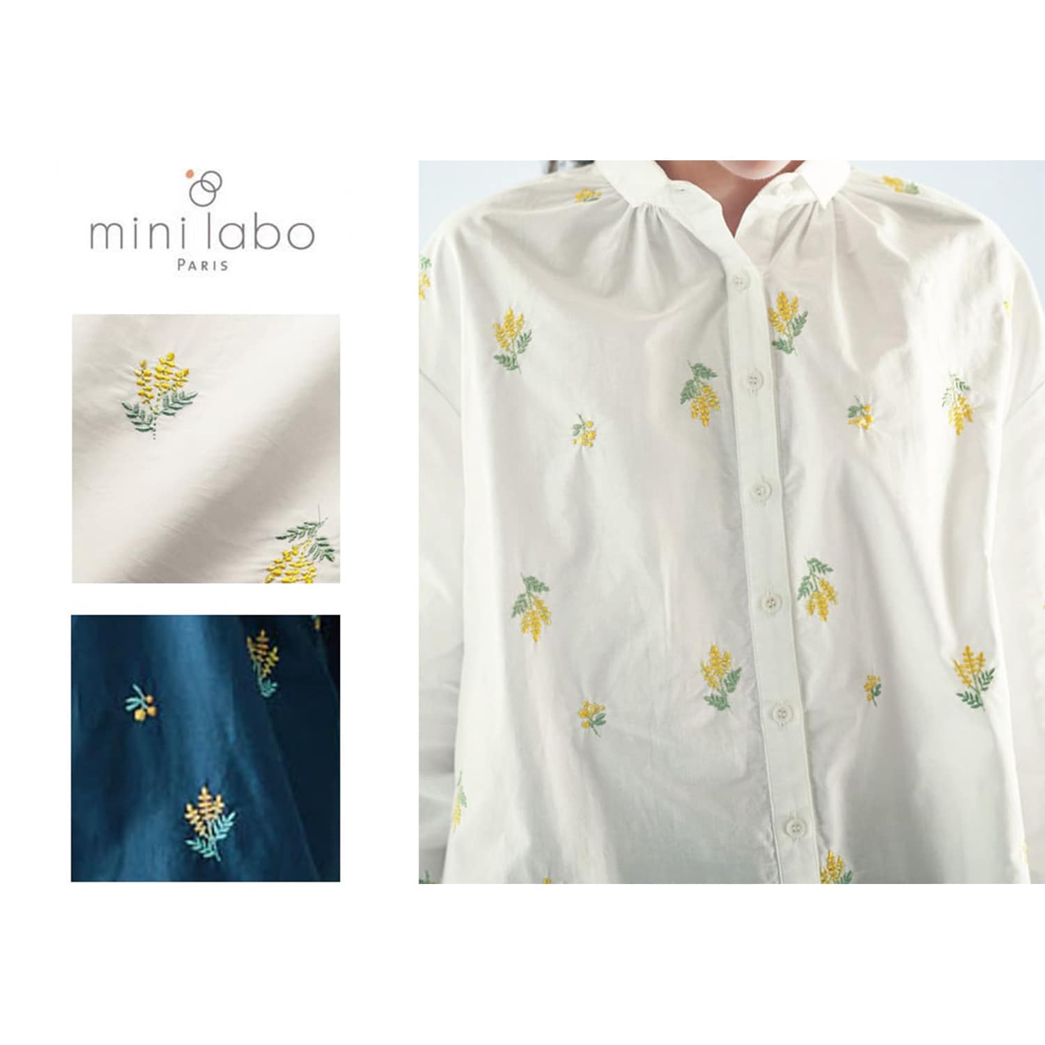 ギャザーたっぷり総刺繍ブラウス（シャツチュニック）｜(ミニラボ/mini