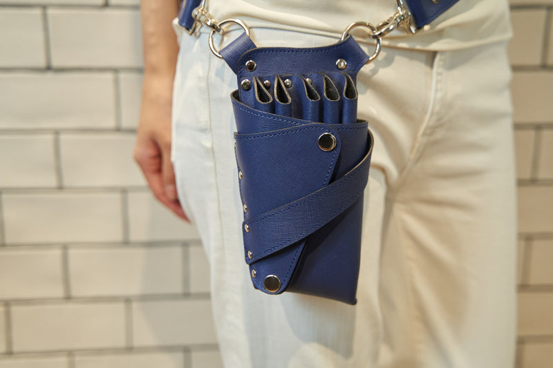 シザーケース No.42 ネイビー 本革 5丁 – POCKE