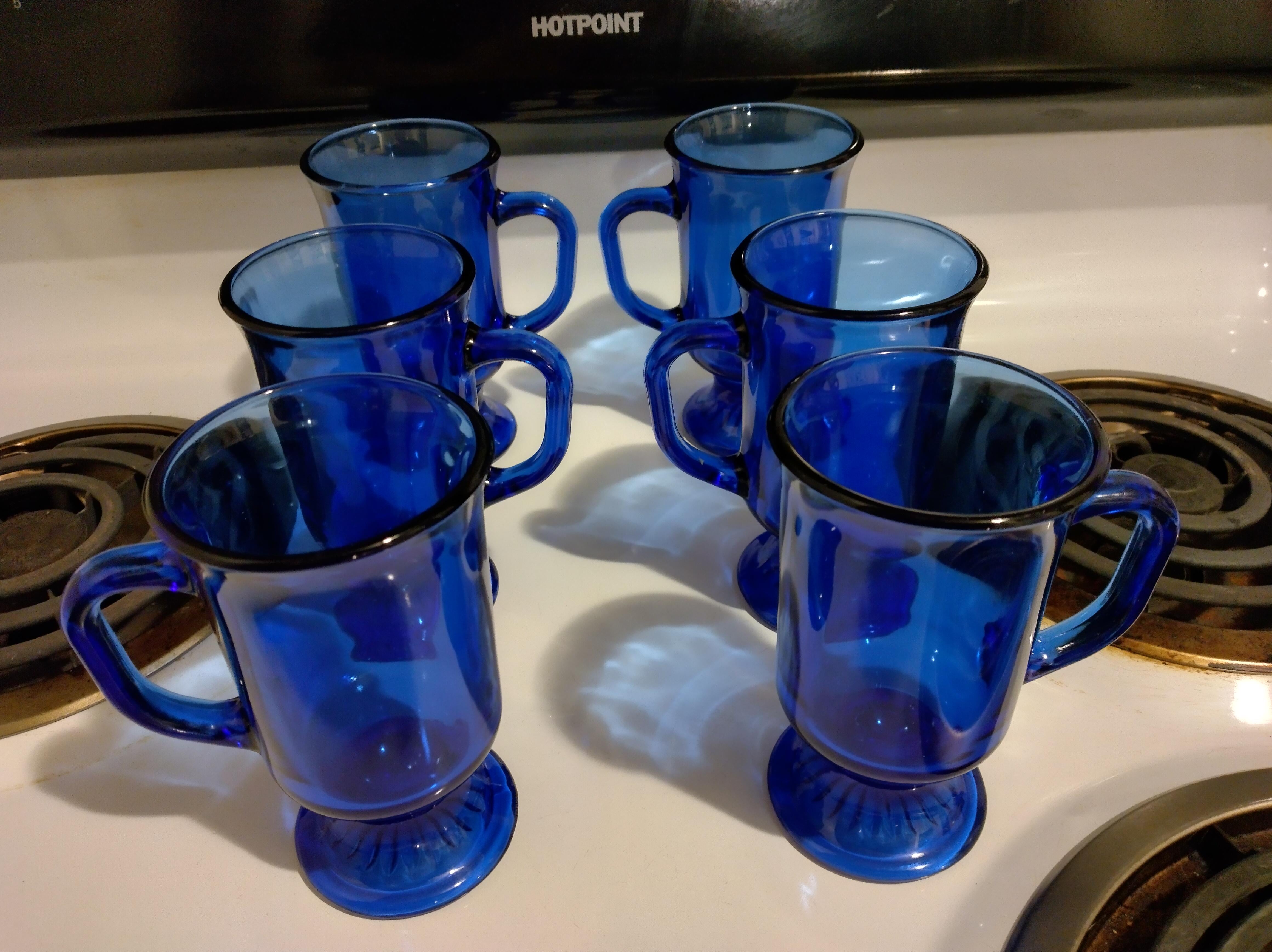 Set of Anchor Hocking cobalt blue glasses I found yesterday. I