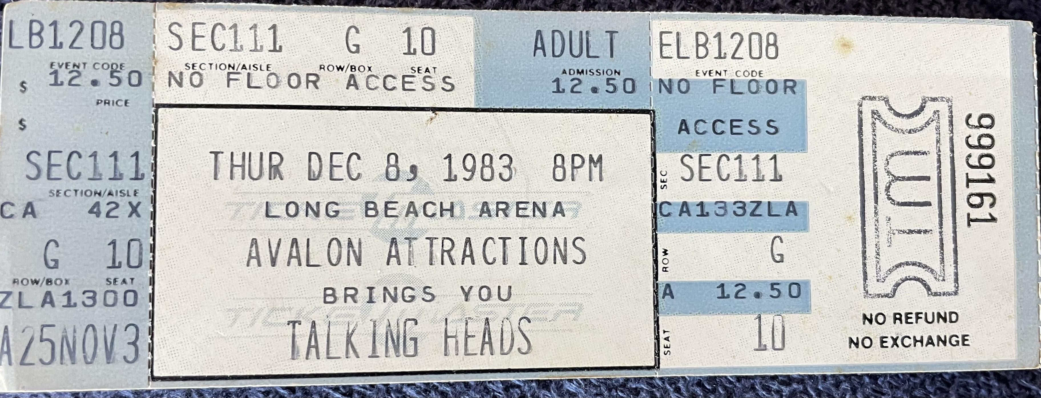 TH ticket from 1983 show I missed $12.50! : r/talkingheads