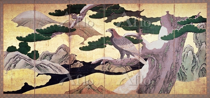 狩野永徳 「松鷹図屏風」 [14120091]のアート作品 - アフロ