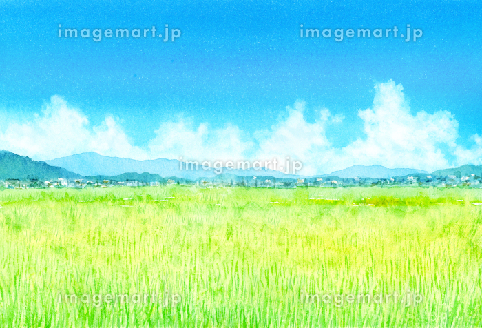夏の田園風景 水彩画のイラスト素材 [215130115]｜毎月1点無料（フリー