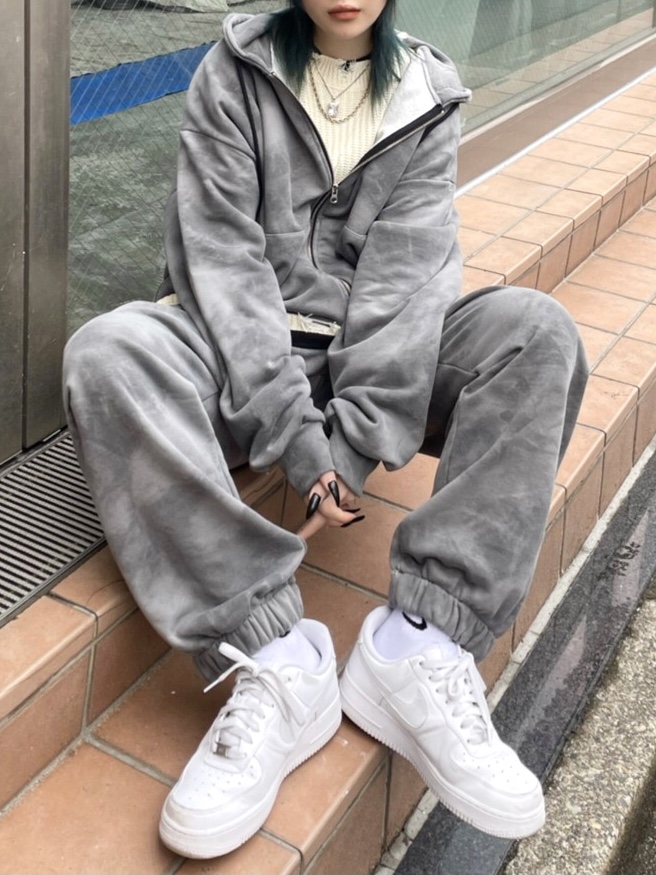 受注制【Never mind the XU】set up tie-dye sweat pants (2color