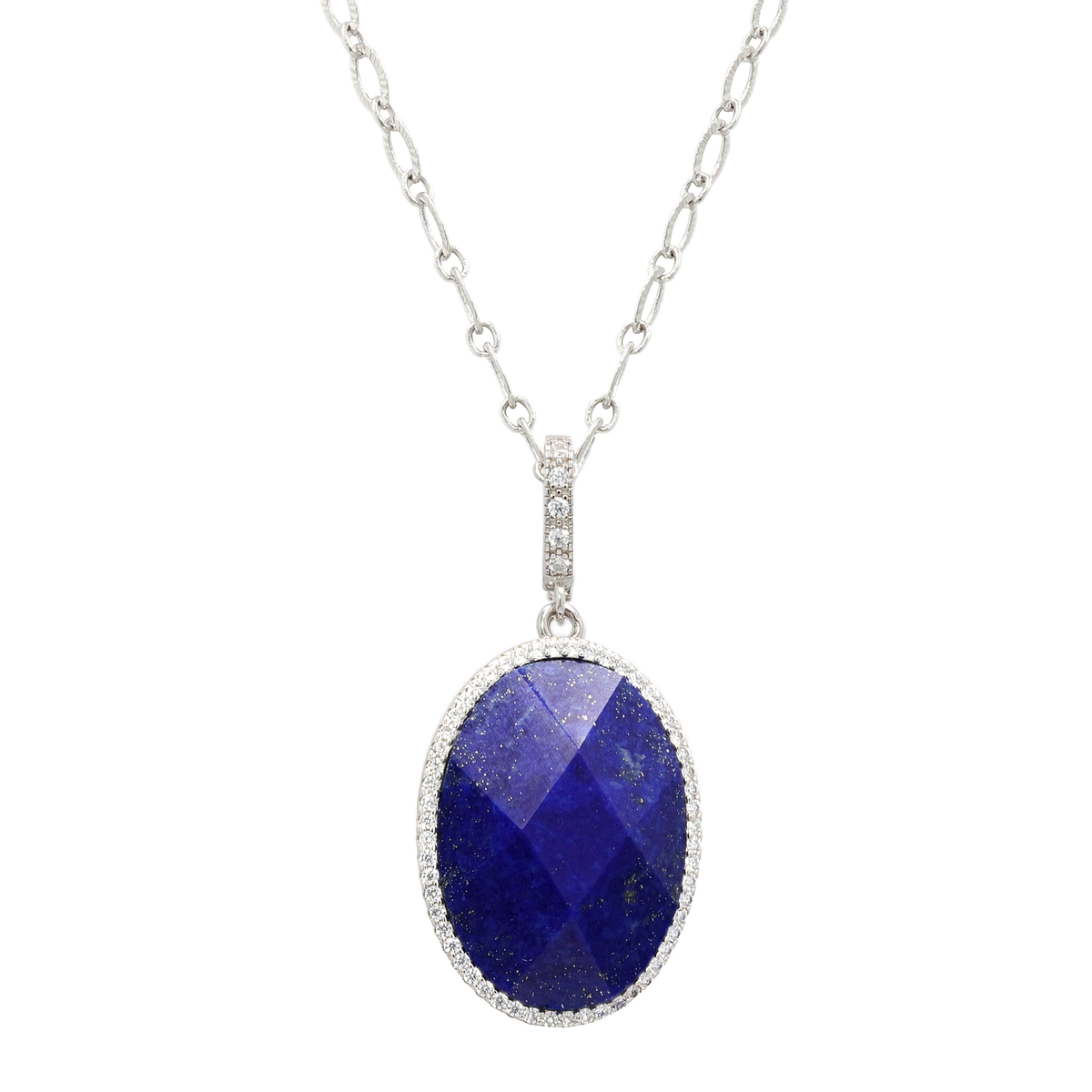 ラピスラズリ&CZ チェッカーボードペンダント約18ct[エルカ] TarTar