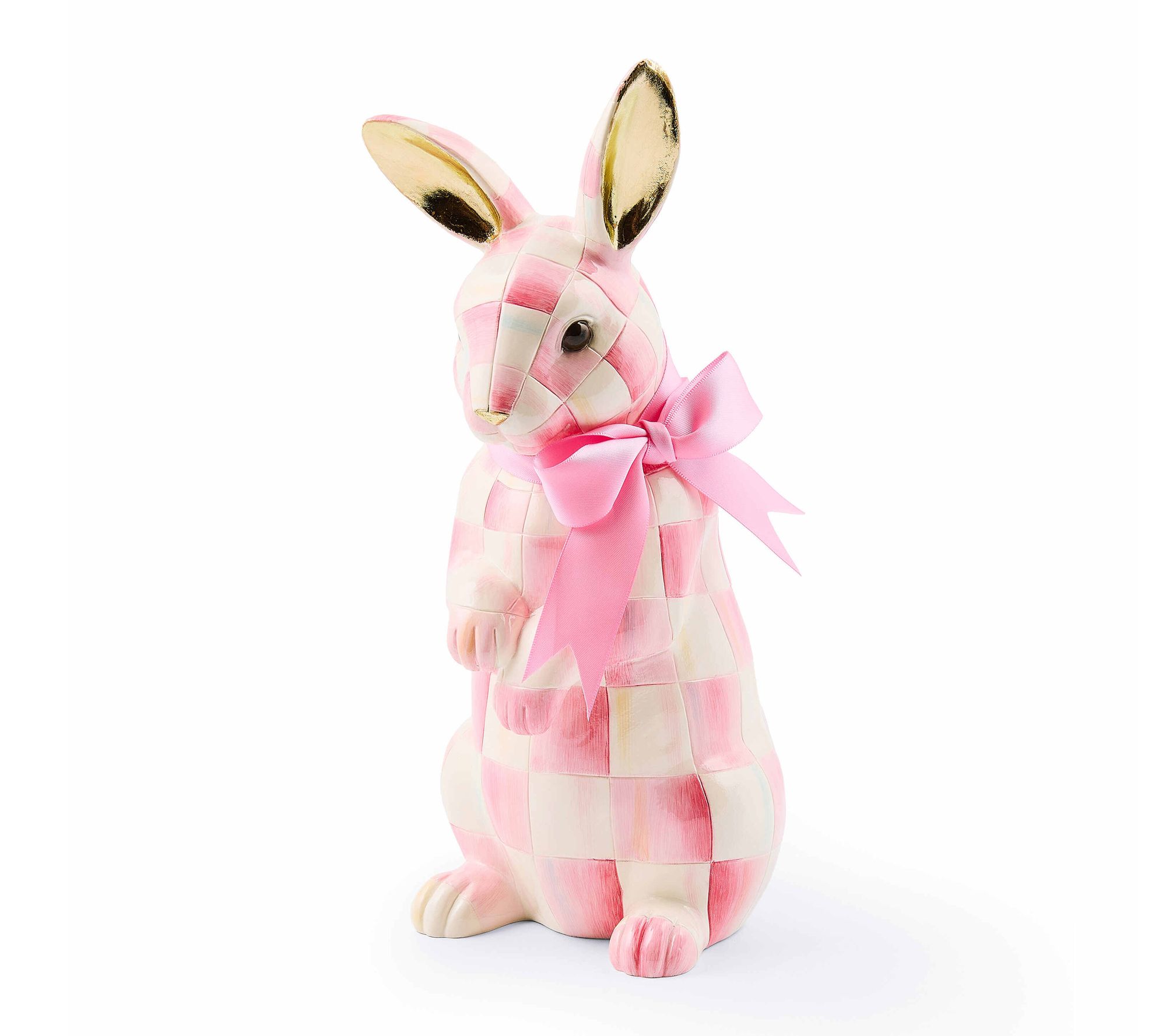 MacKenzie- Childs Bubblegum Check Hops Bunny - QVC.com