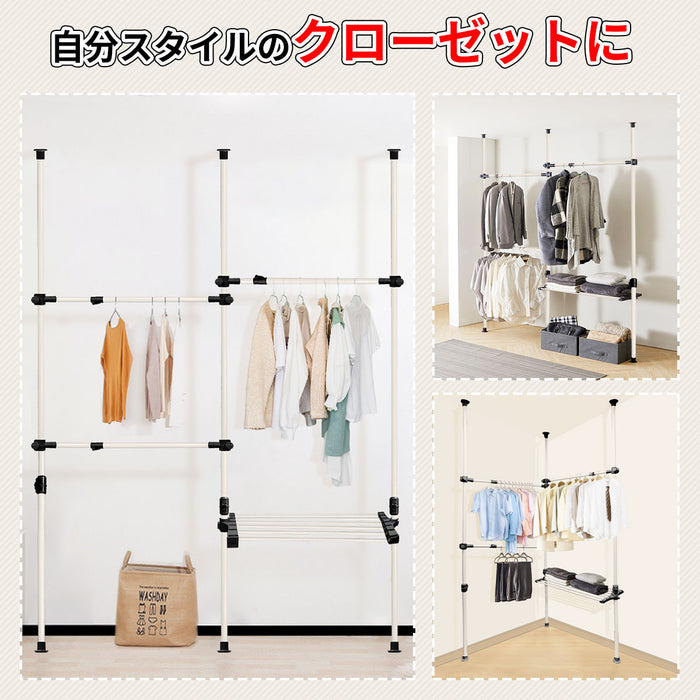 RAKU 突っ張り ハンガーラック 洋服ラック 突っ張りラック 収納ラック