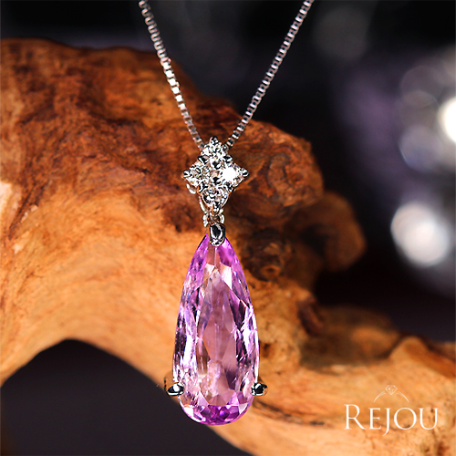 クンツァイト 2.4ct ダイヤモンド プラチナ ネックレス【品質保証書