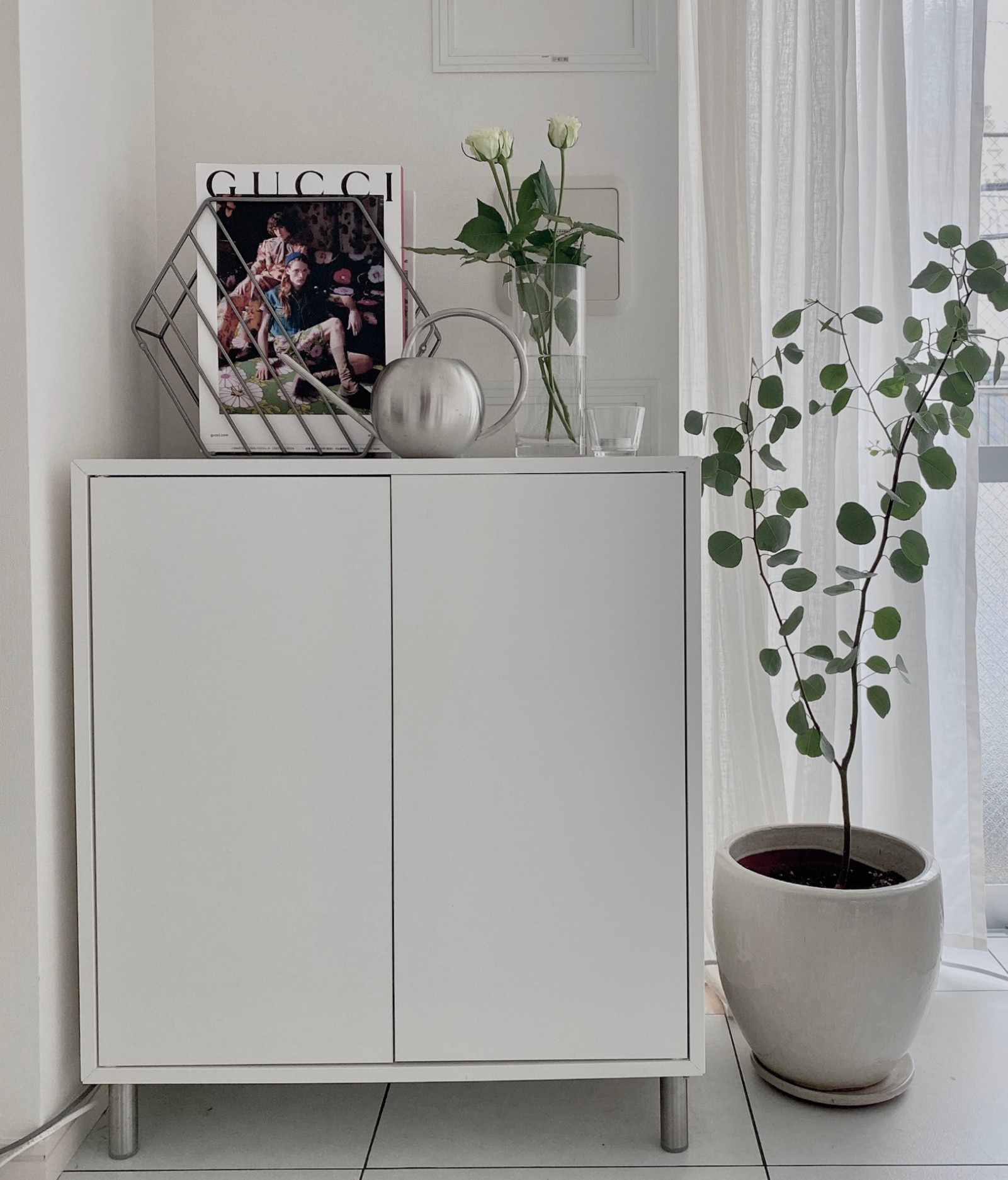 IKEA イケア キャビネット 扉2 棚板1付き ホワイト 白 70x35x70cm