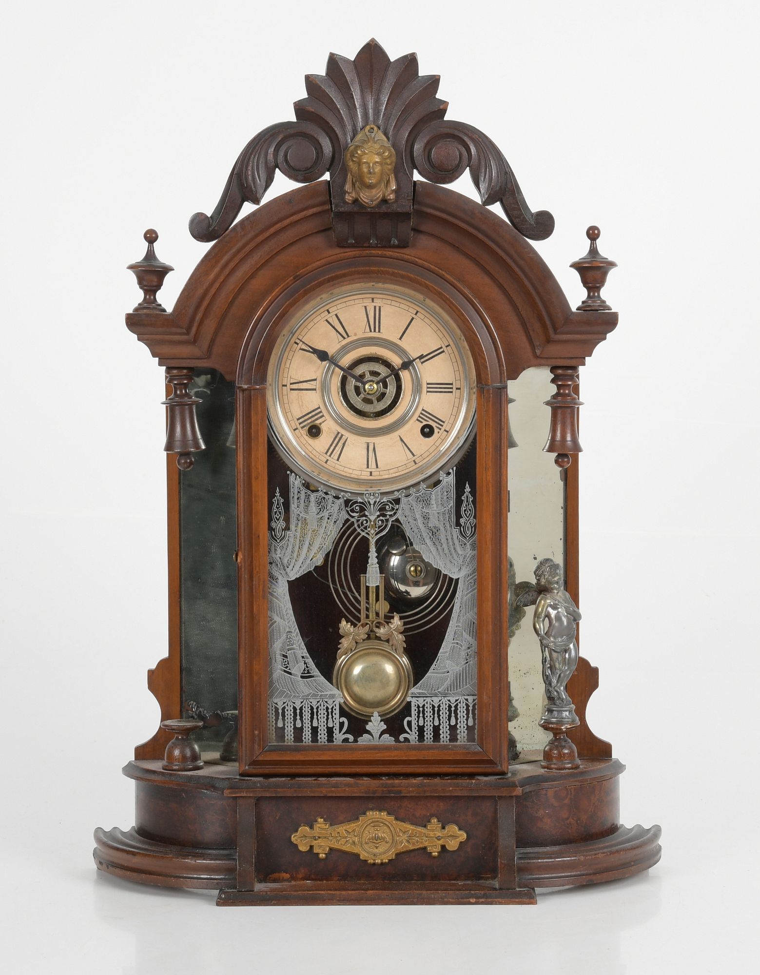 William L. Gilbert Walnut 'Occidental' Parlor Clock sold at