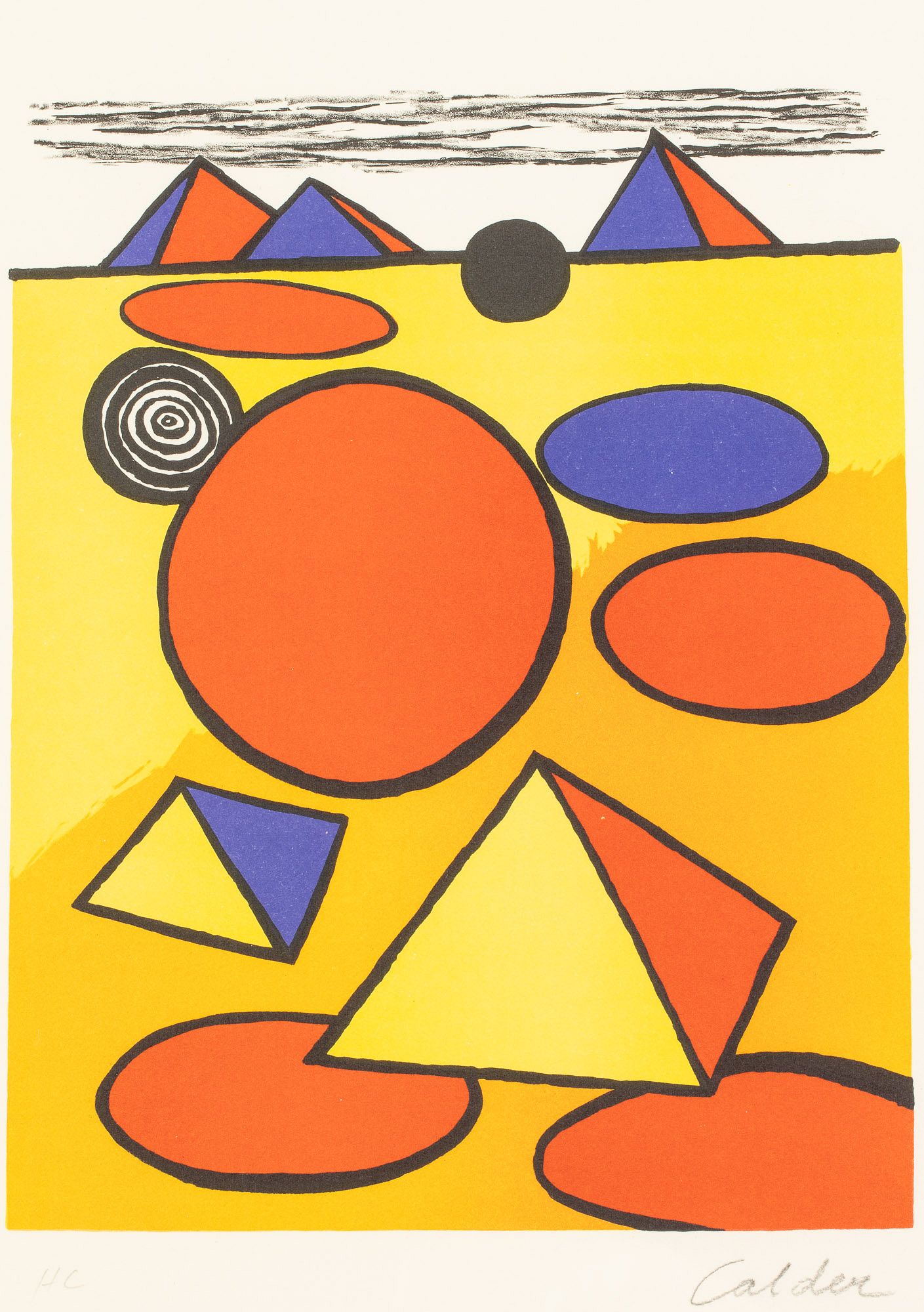 Alexander Calder, Pyramid & Spheres, Signed Litho sold at auction