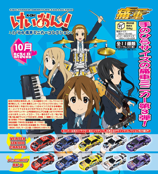 アオシマ けいおん！ 1/64 痛車ミニカーコレクション 10個入り1BOX