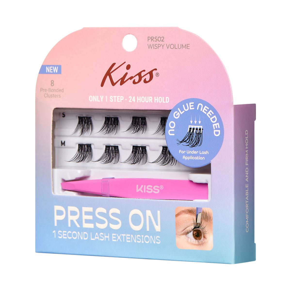 Kiss Press On One Second Lash Extensions, Wispy Volume, 8 ct