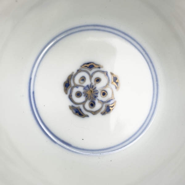 伊万里焼 大明成化年製 草花鳳凰図 赤絵 染付 金彩 窓絵 向付 蕎麦猪口