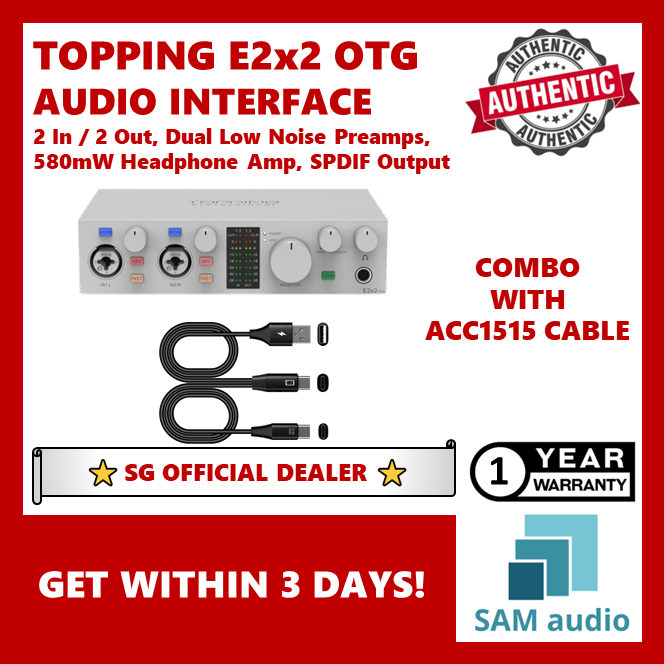 🎶SG] TOPPING E2x2 OTG USB Professional Audio Interface – SAM Audio SG