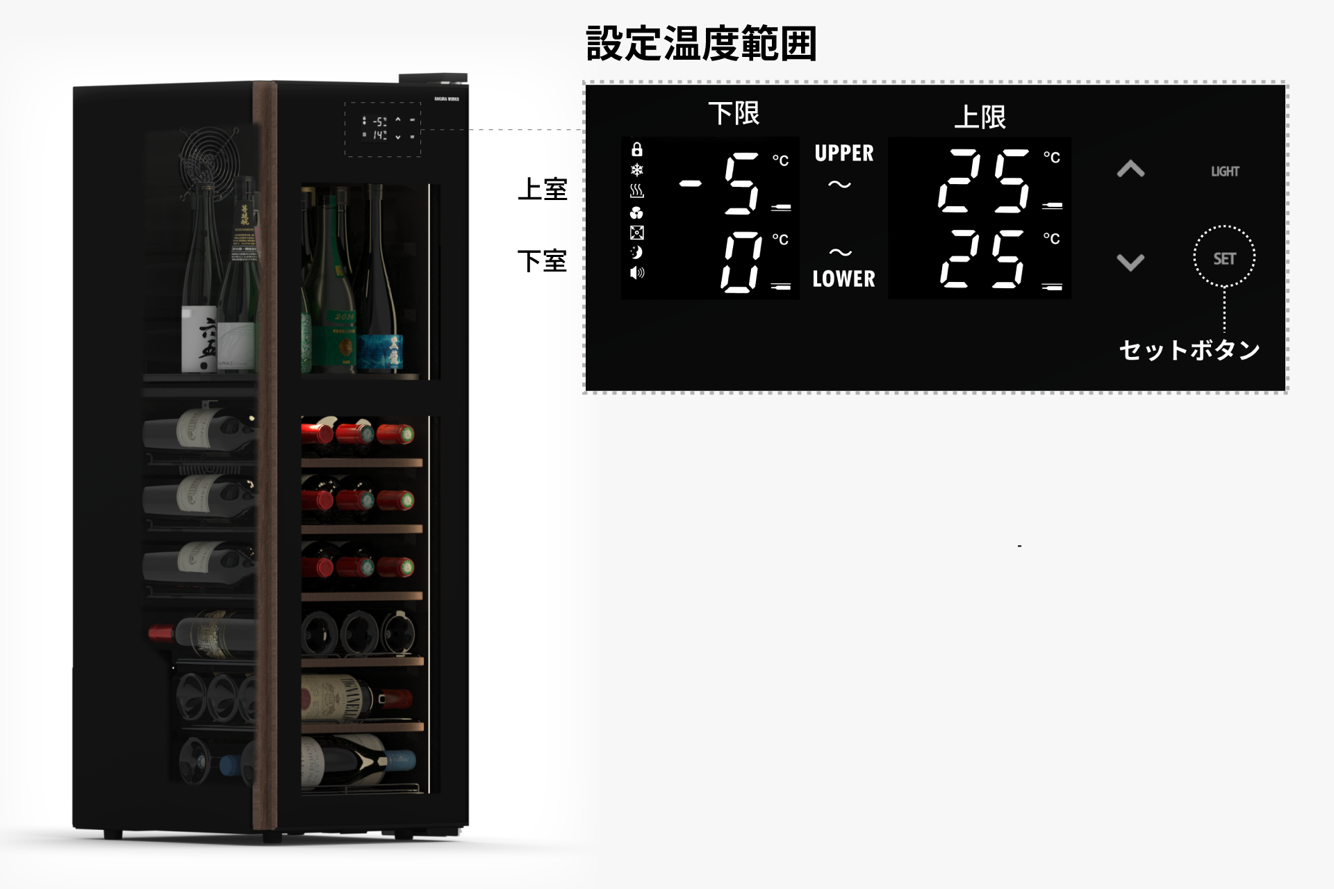 GX38DM525-RH B | 氷温® M5 | 製品一覧 | ワインセラーのさくら製作所