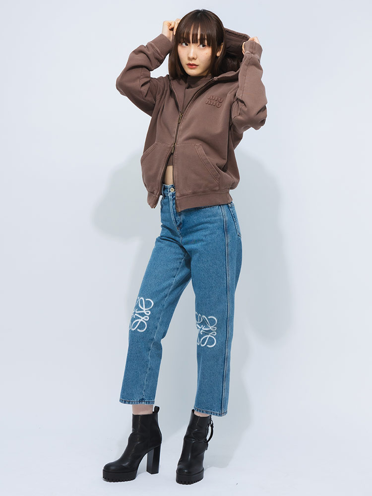 MIU MIU (ミュウミュウ) 胸ロゴ フルジップ パーカー MIUMJL063159B