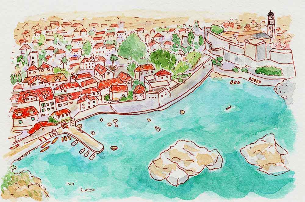 クロアチア ドブロブニク旧市街 - sayumi-sketchbooksayumi-sketchbook