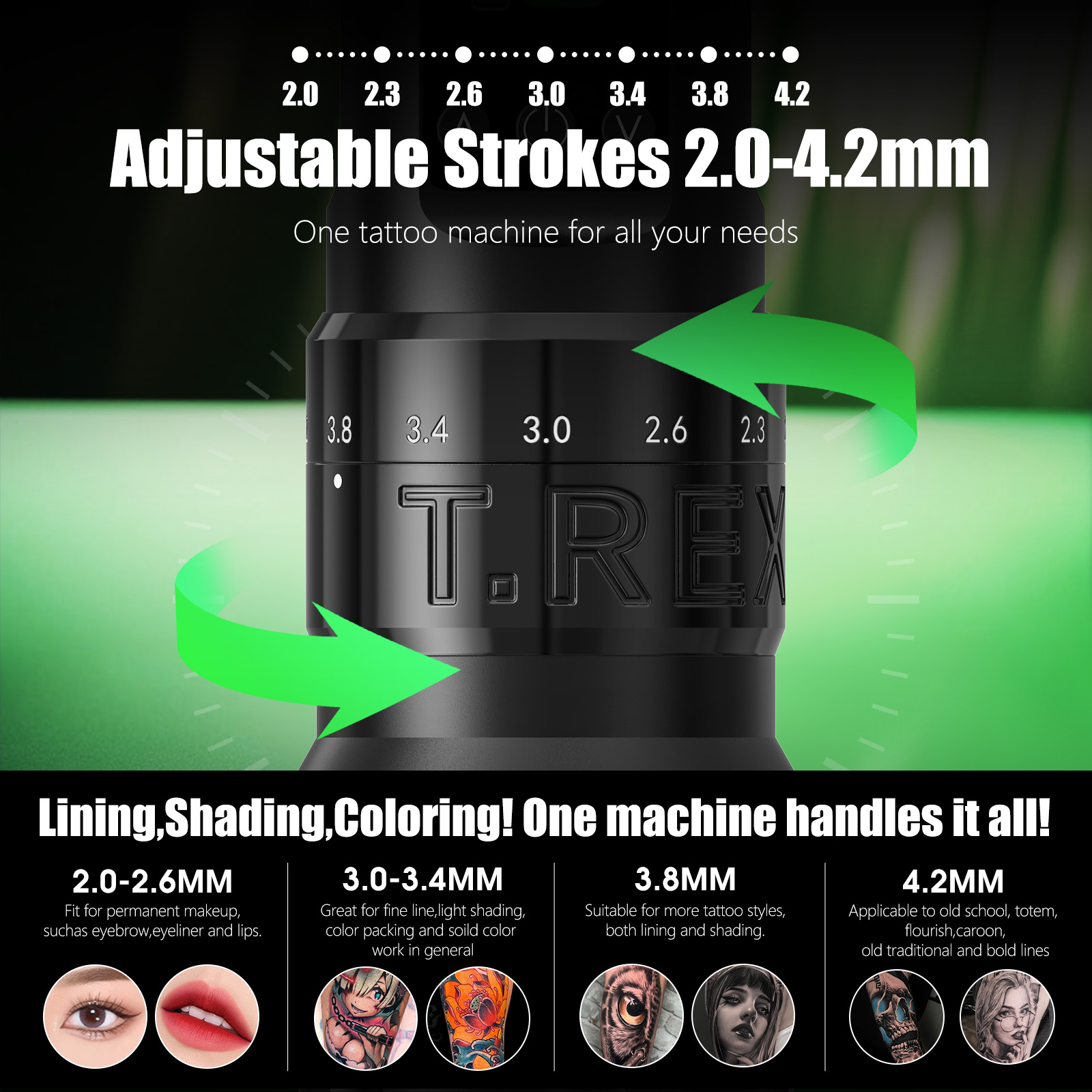 TREX V1 Wireless Tattoo Pen Machine - 1600mAh Rechargeable, 2.0