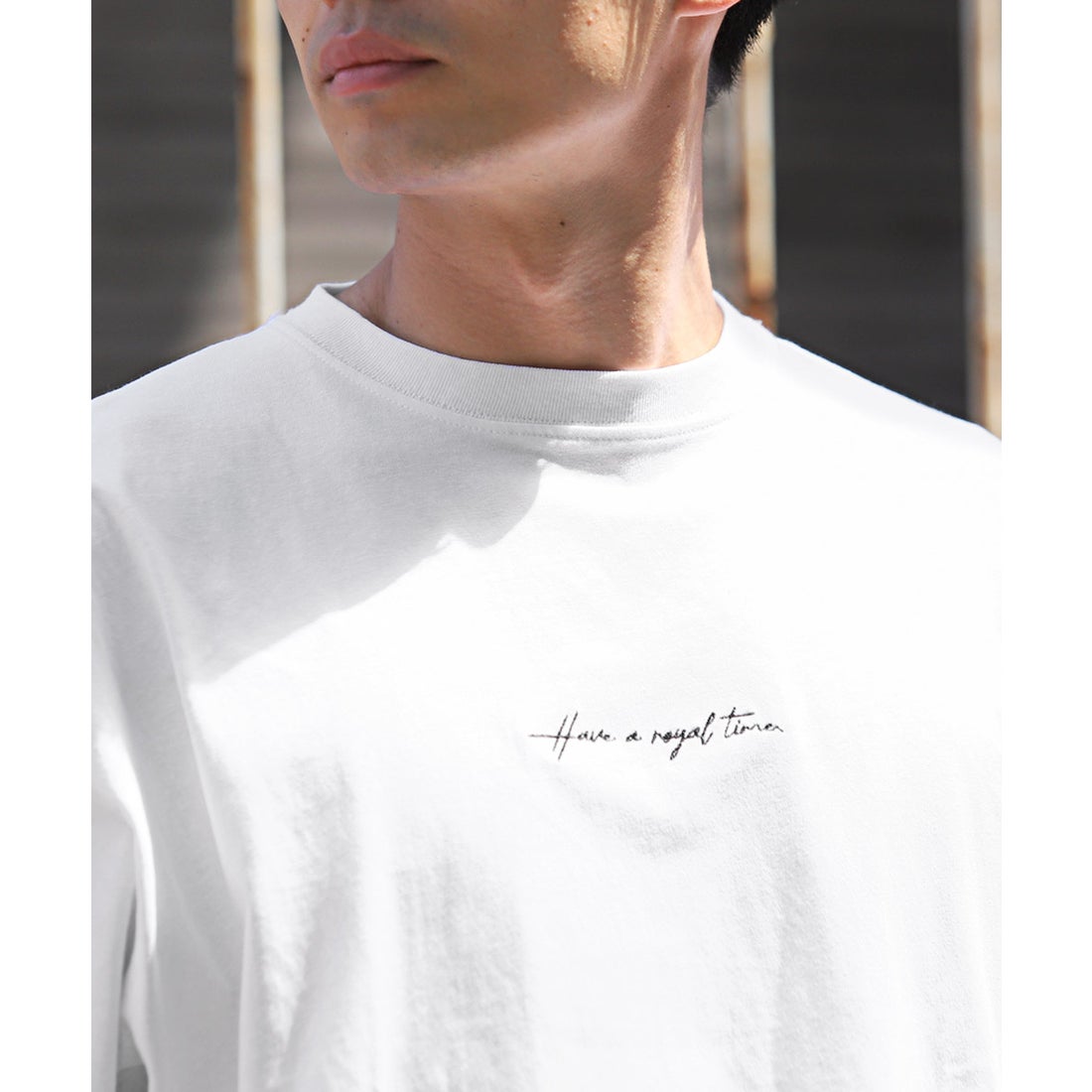 ラグスタイル LUXSTYLE バックフラワープリントロゴ刺繍半袖Tシャツ/T