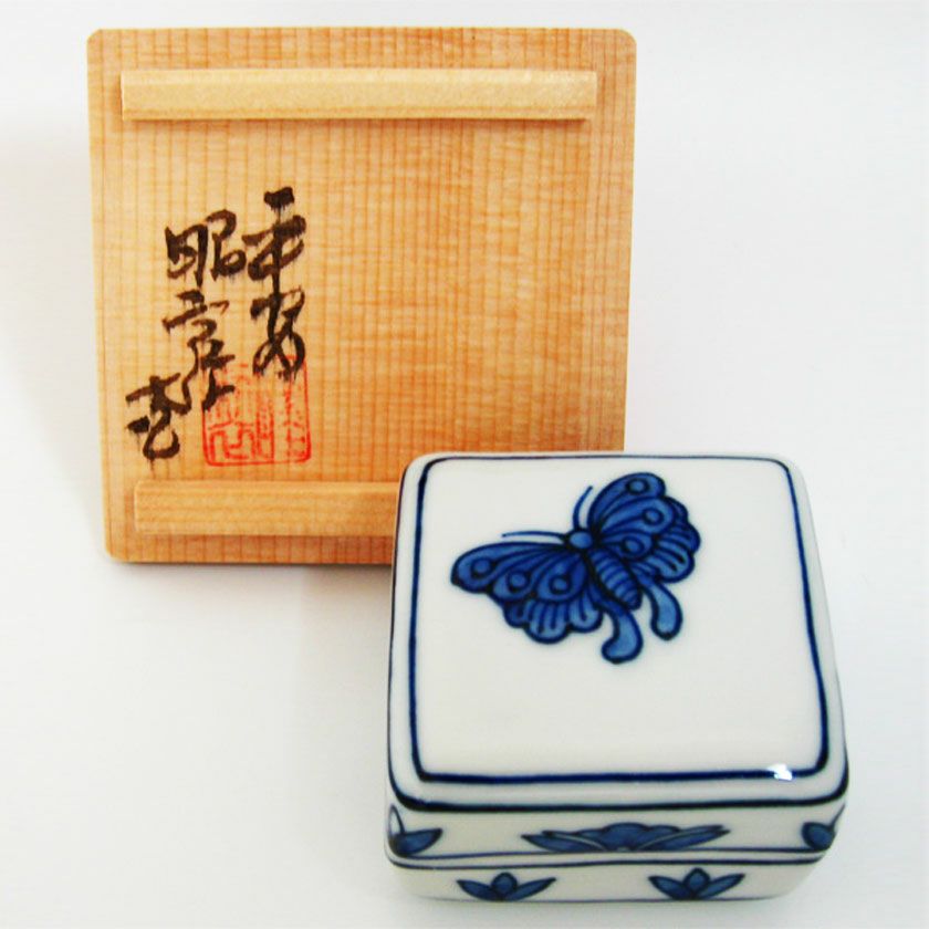 茶道具 香合（こうごう） 香合 染付 荘子 高野昭阿弥