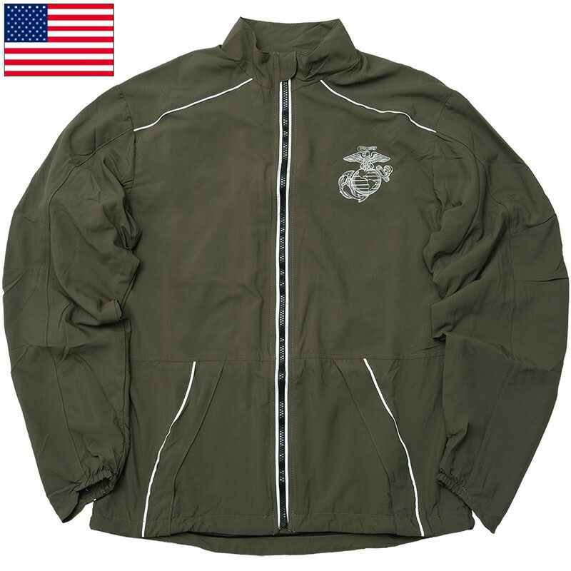 米軍 USMC トレーニングジャケット ナイロン オリーブ デッドストック