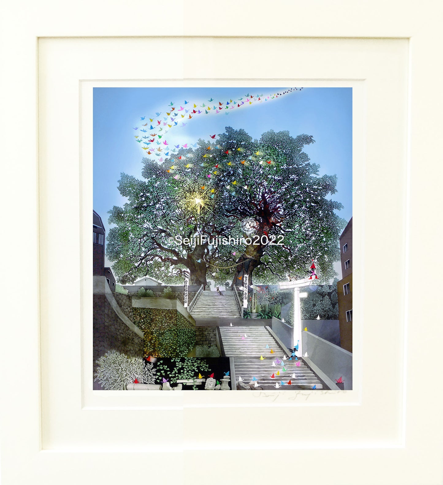 水彩画 ジクレー版画「中山の大藤」（柳川市） 水彩画 ジクレー版画