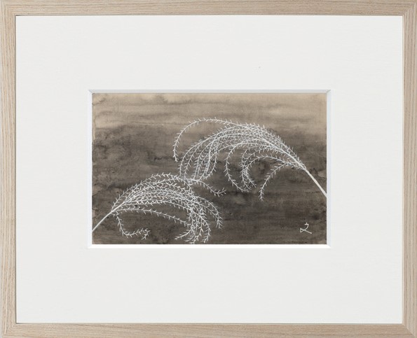 日本画家・堀文子の「墨絵」植物画の世界『芒』額装【堀文子と植物画の