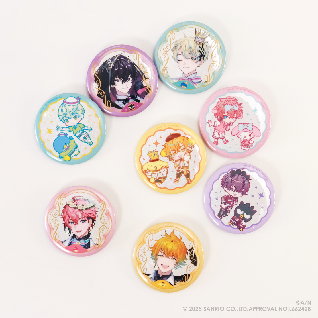 Oriens×サンリオキャラクターズ】ランダムキラキラ缶バッジ｜にじさん