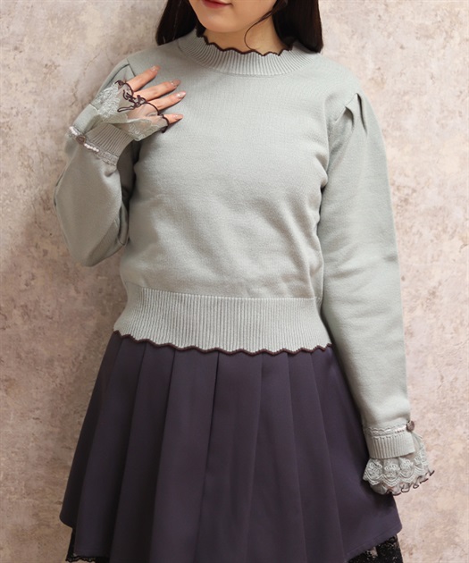 ハート釦バイカラーニットプルオーバー【予約】 | axes femme | axes