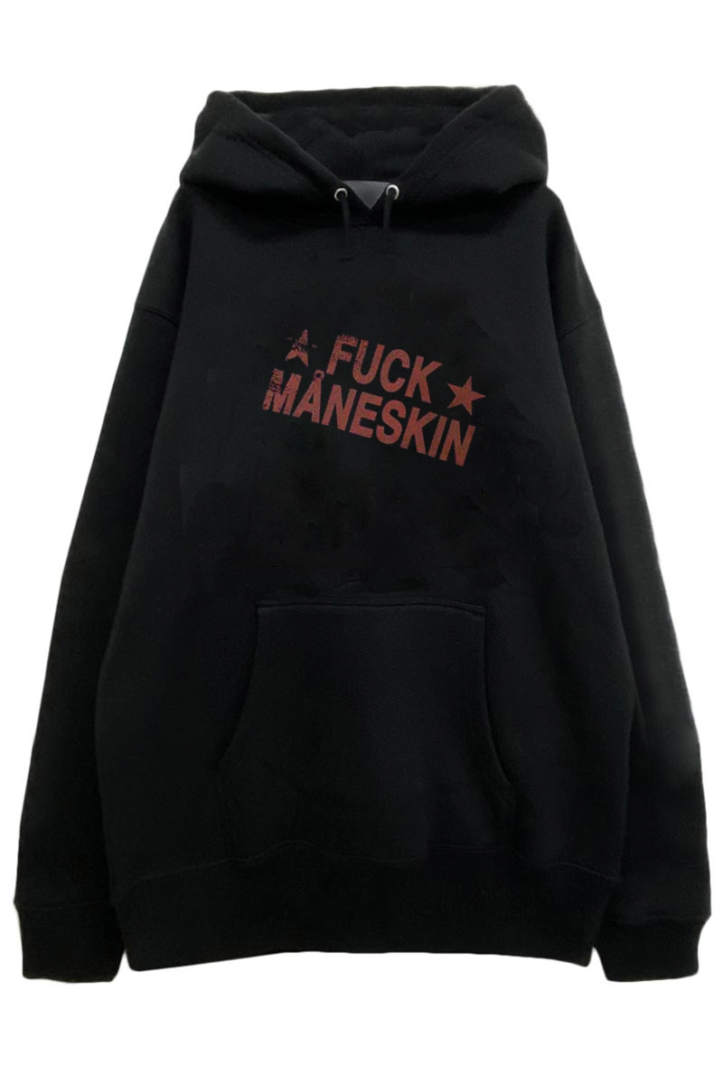 MÅNESKIN UNISEX PULLOVER HOODIE: FUCK MANESKIN (BACK PRINT & EX