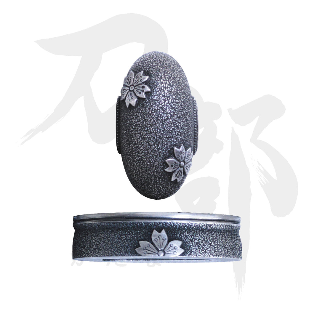 真鍮地 桜肥後図縁頭｜現代物金具の販売 刀部 かたなべ – 刀部