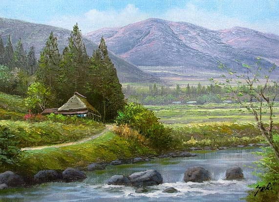 楽天市場】関 健造 「 山村清流 」 油絵 油彩画 F6 ( 6号 ) : 内田画廊