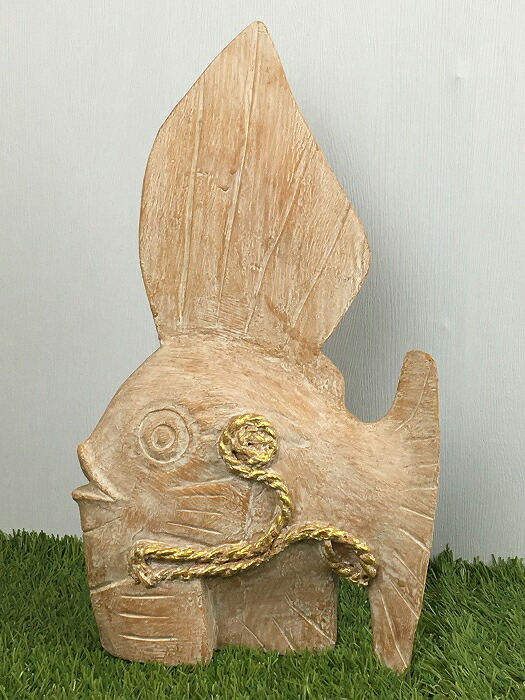 楽天市場】魚の木彫り 木製 25X7X12.5 さかなの木彫り 魚の置物 魚の