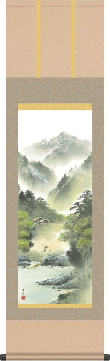 楽天市場】掛け軸 掛軸（かけじく）尺三幅 望郷彩遷（中山 雪邨