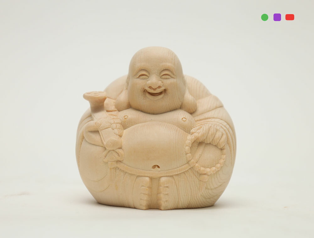 楽天市場】黄【高7cm】布袋様 木彫り 置物 一刀彫 / 素材：ひのき