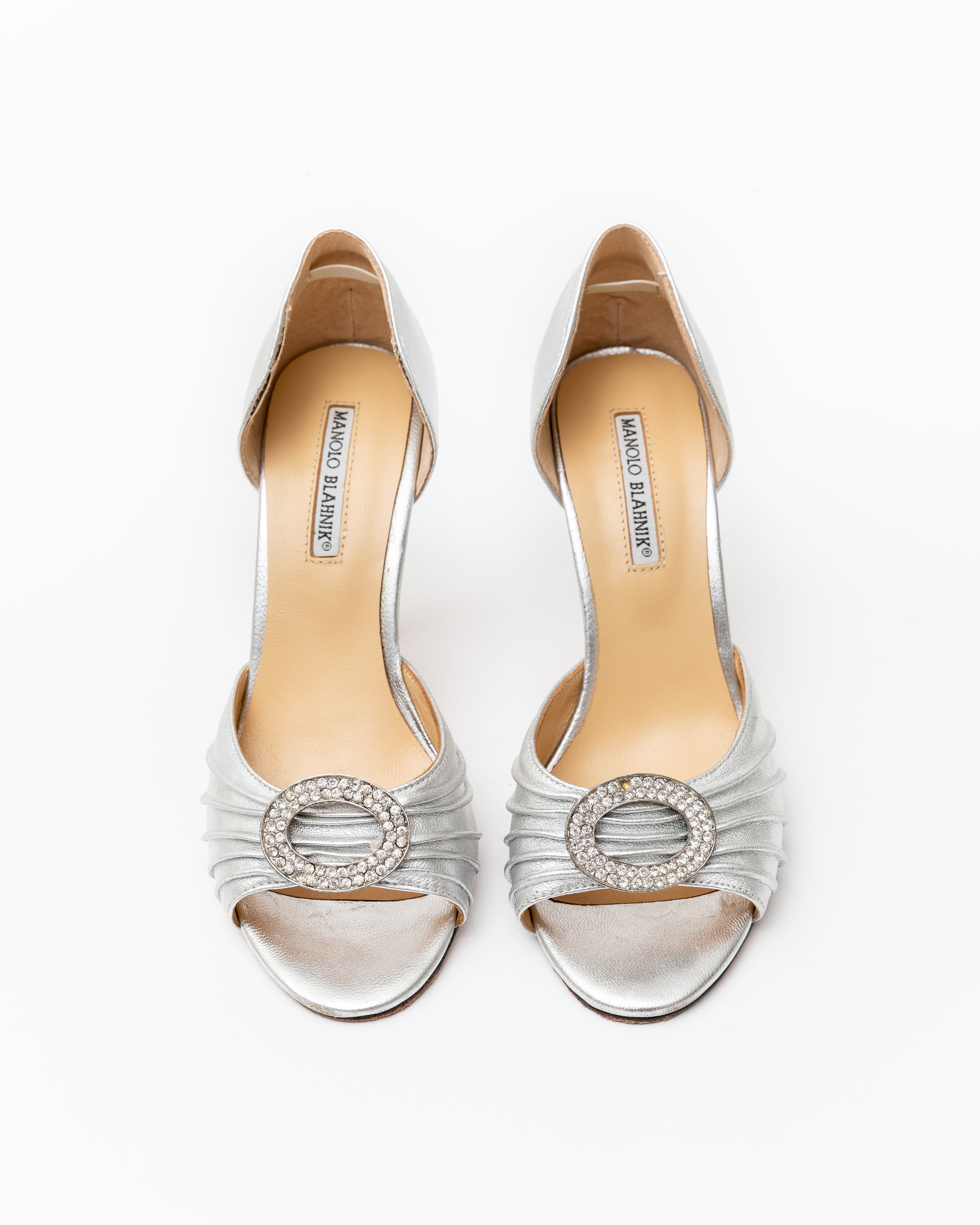 Manolo Blahnik Silver Heels (37) – The Vintage Ave