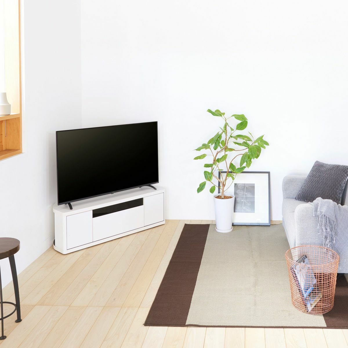 テレビ台 幅110cm 高さ36cm ホワイト 白 コーナータイプ 49V型対応 TV
